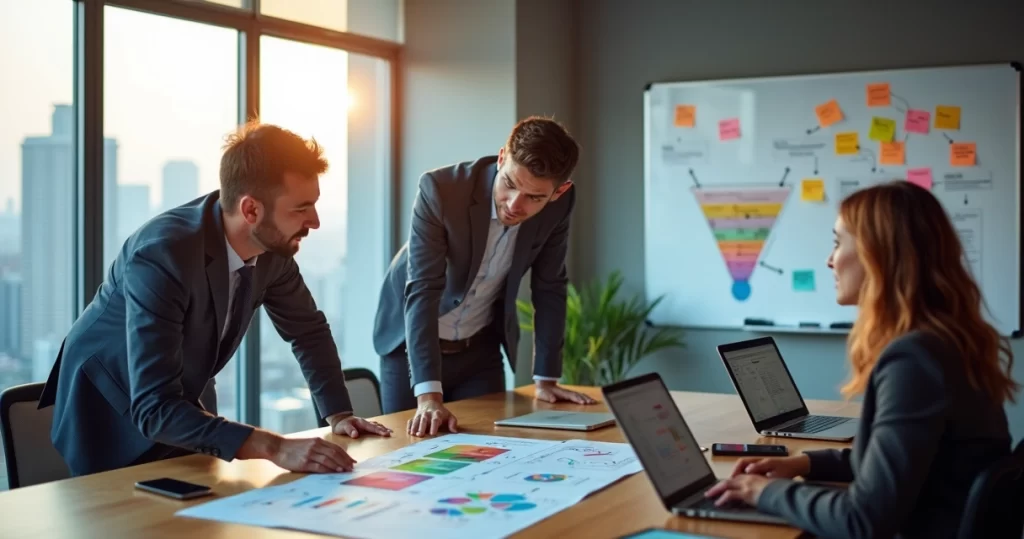 Consultoria e-commerce Brasil: estratégias para crescimento digital 6 Consultoria de ecommerce em escritório analisando dinâmica de vendas online