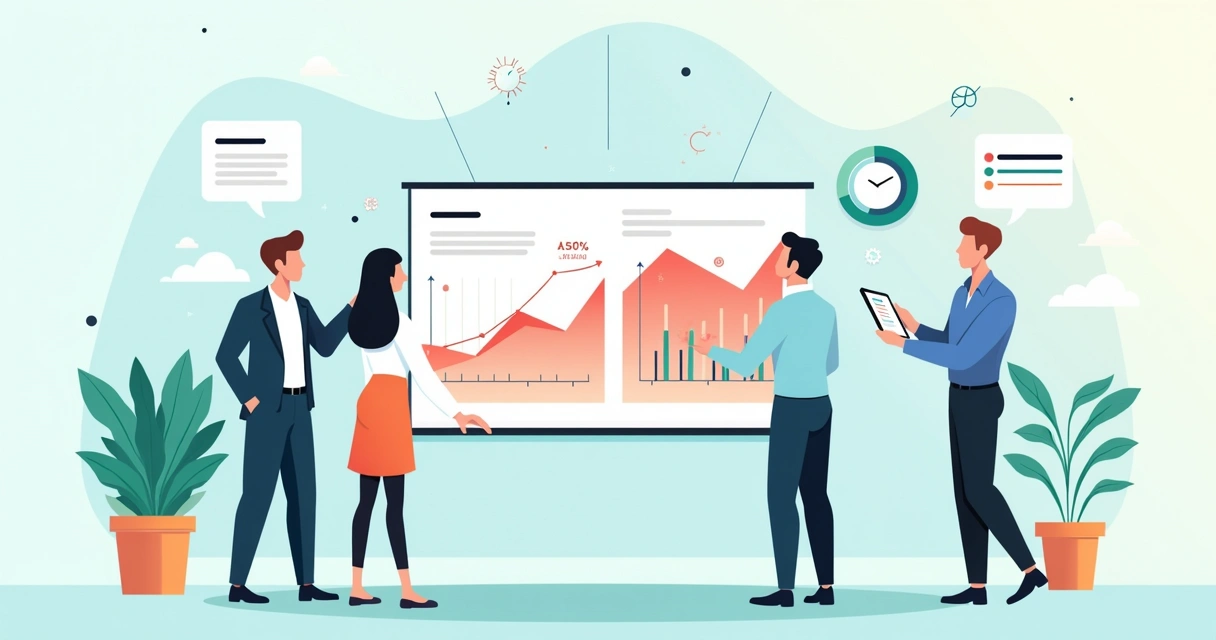 Novo site 7 Equipe analisando painel de metas para reduzir CAC em SaaS