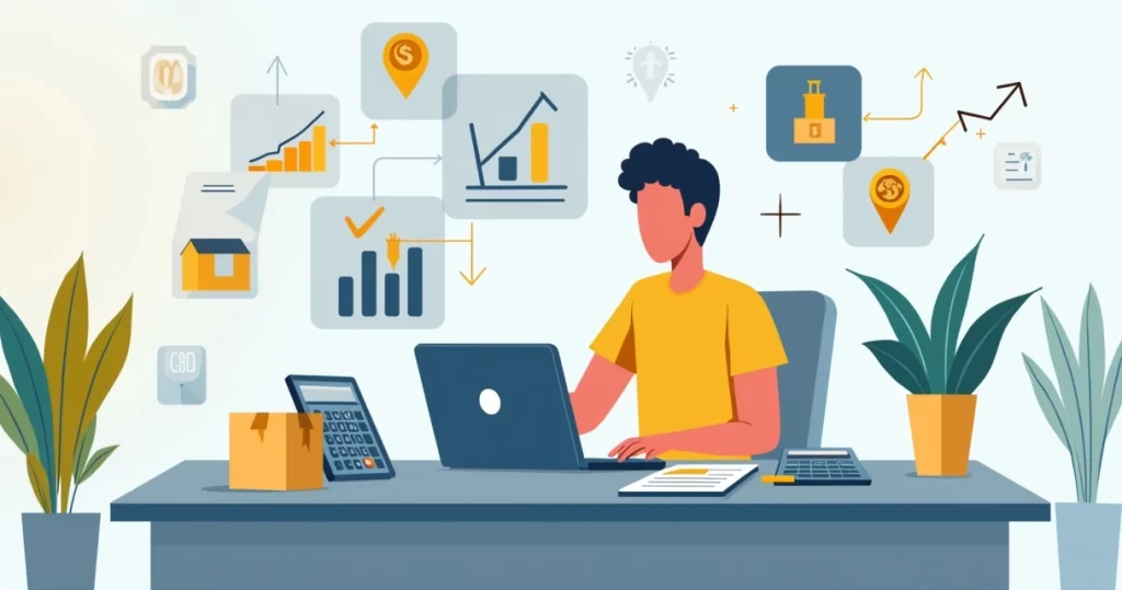 Como calcular o lucro real no Mercado Livre em 2026 1 Vendedor de e-commerce calculando lucro real com taxa e frete em 2026